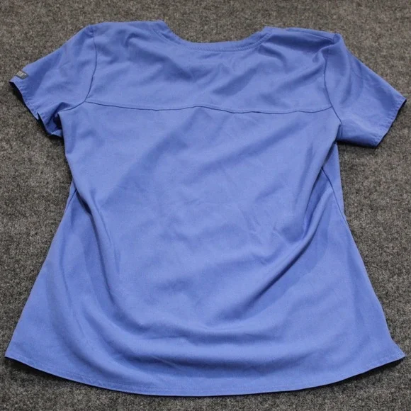MedCouture Touch Scrub Top V-Neck Short Sleeve Medical Uniform Blue Size M - Picture 8 of 8